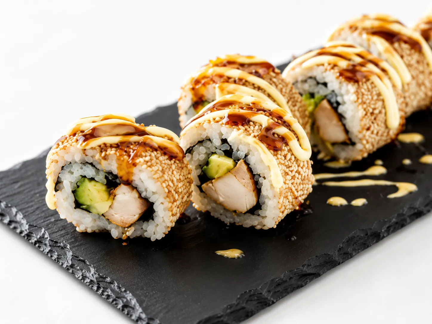 Fresh sushi rolls at Sushi Maru in Winnipeg
