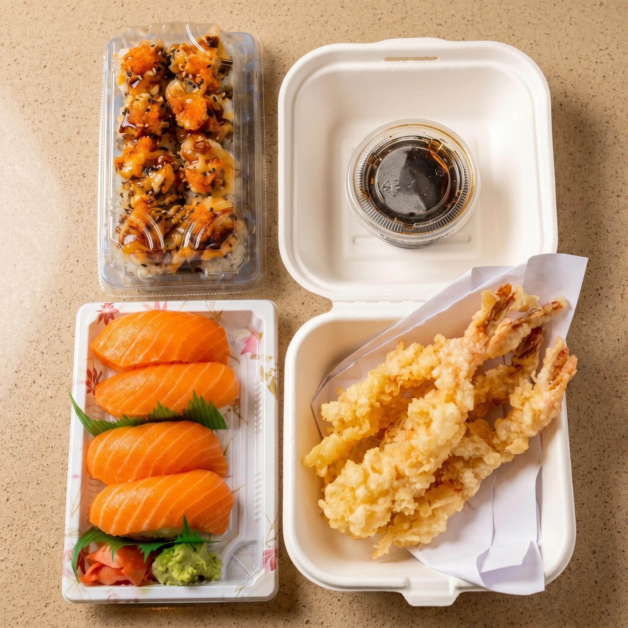 Fresh salmon nigiri at Sushi Maru in Winnipeg, MB