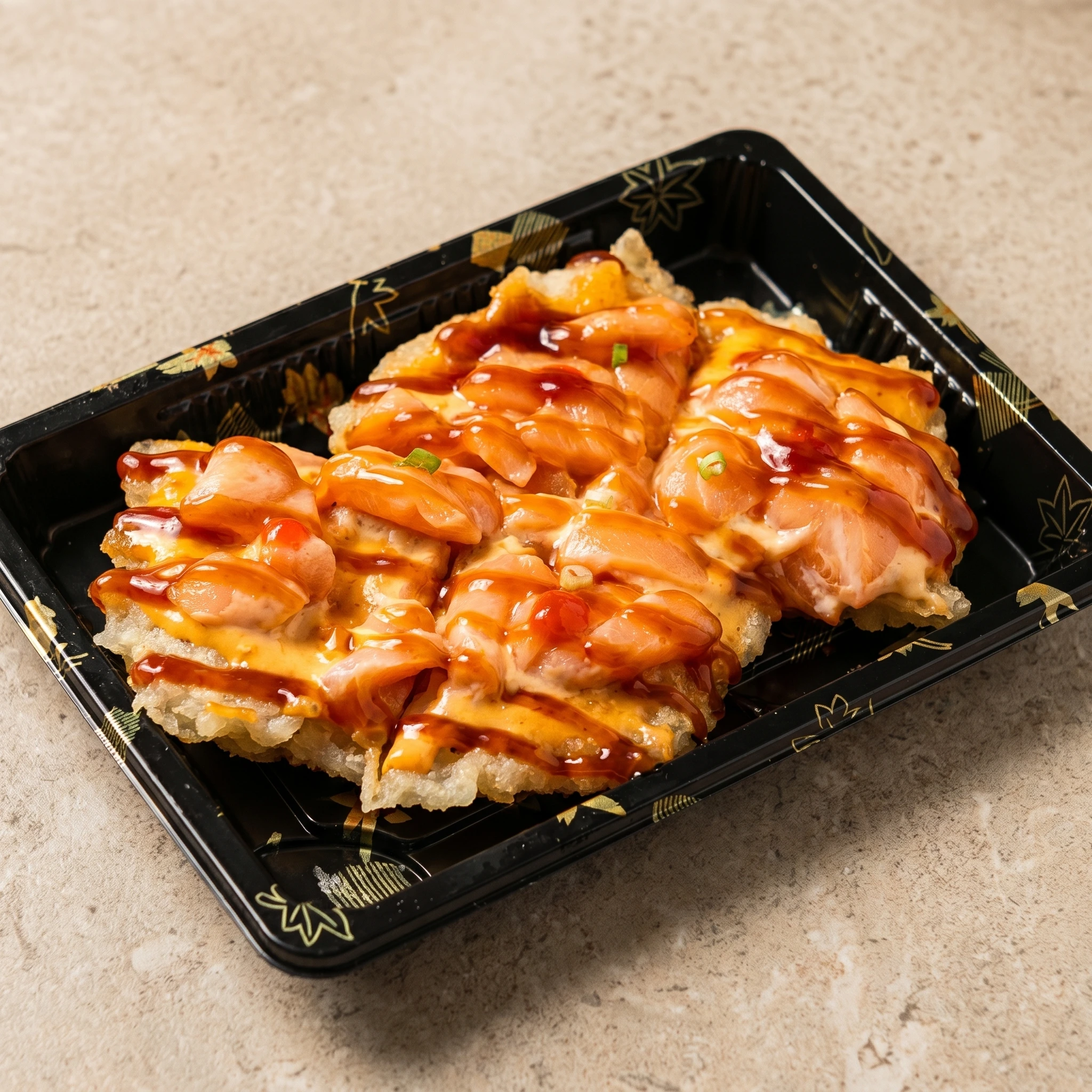 Crispy sushi pizza at Sushi Maru in Winnipeg, MB
